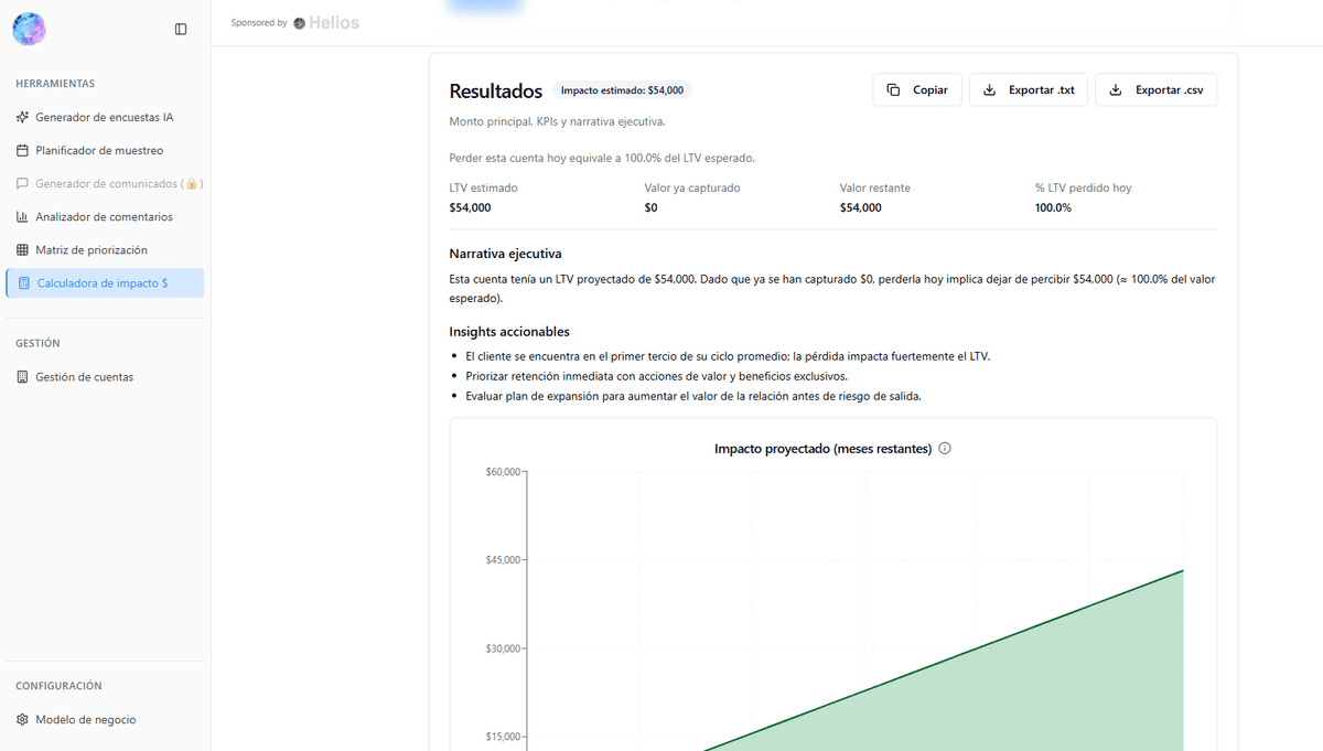 Calculadora de impacto $
